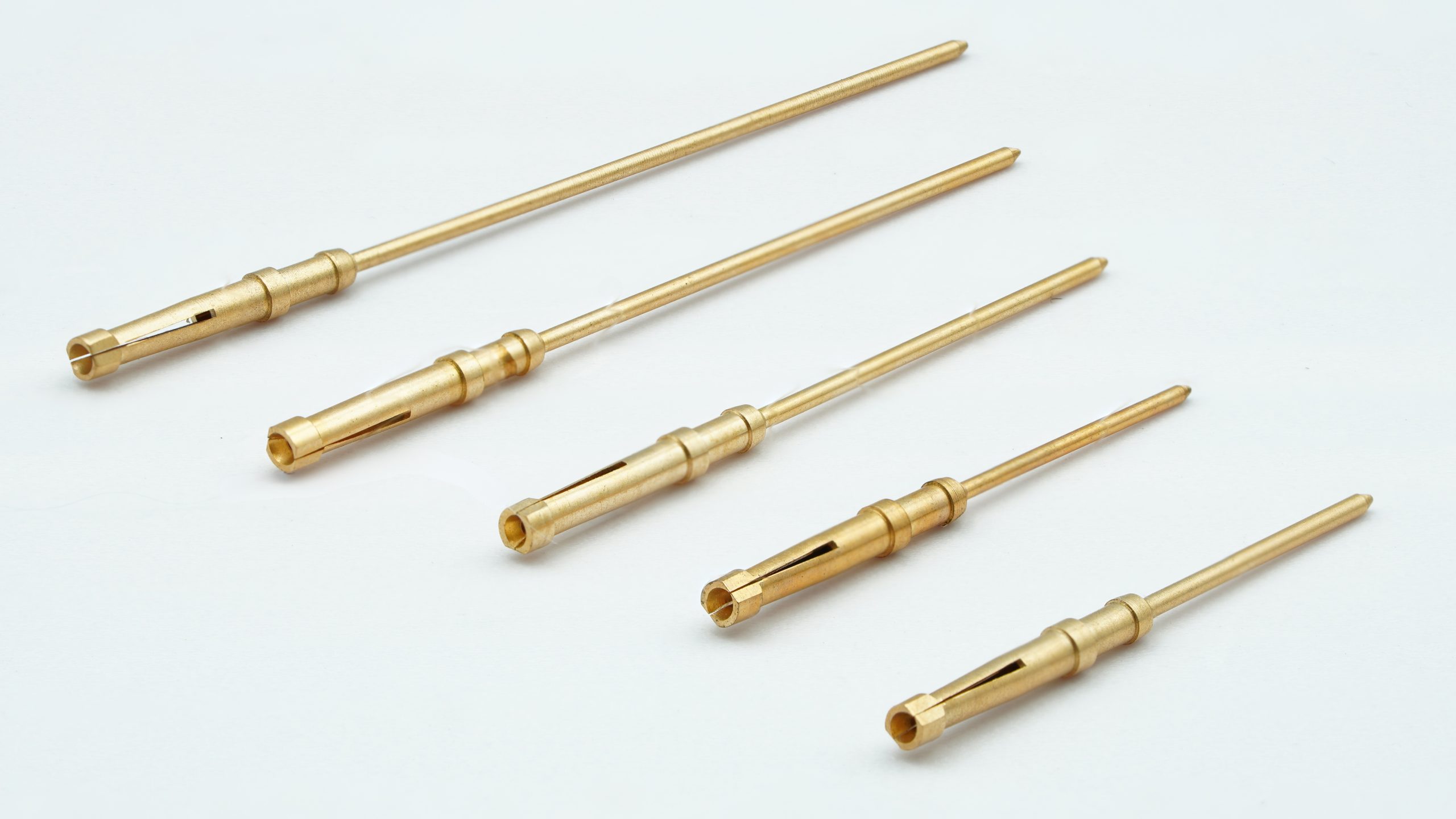 Connector Contact Pin with Slit manufactured with Swiss CNC & CAM machining by AVF Decolletage.