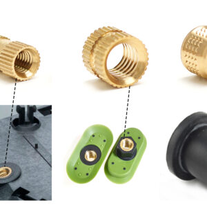 Brass threaded inserts for plastic injection molding manufactured with Swiss CNC & CAM machining by AVF Decolletage.