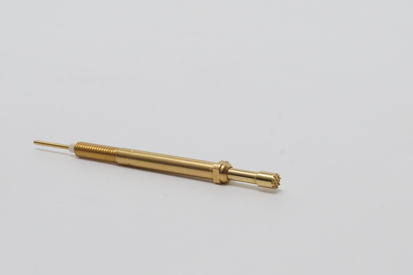 Swiss CNC machining of brass test probes at AVF Decolletage.