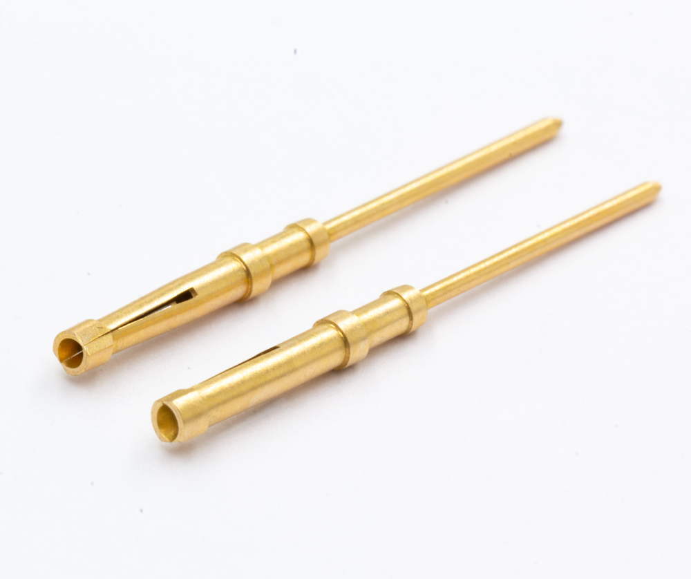 Miniature connector pins designed for compact electronics and IoT devices by AVF Decolletage.
