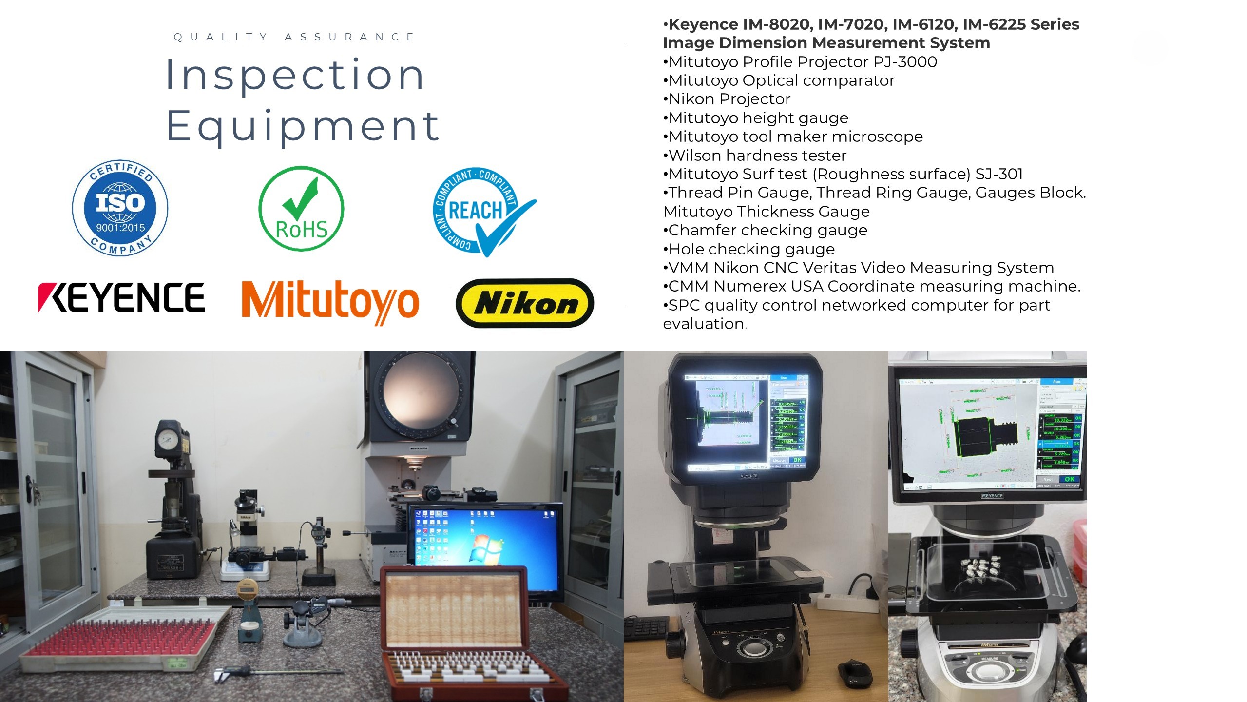 AVF Decolletage quality control inspection equipment – Keyence, Mitutoyo, Nikon systems