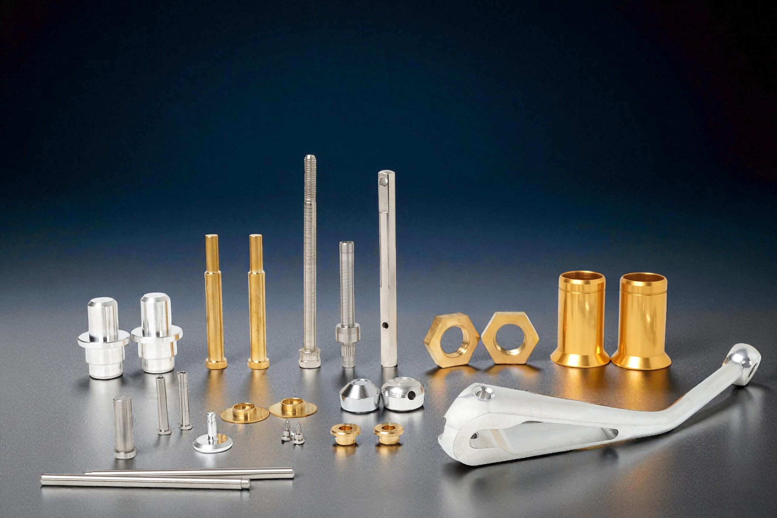Precision aluminum components manufactured by AVF Decolletage using Aluminum 6061 and 2017 alloys.