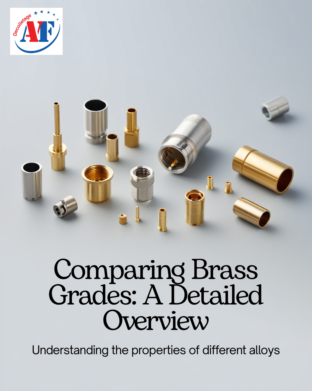 Brass grades C11000–C66100 machined by AVF Decolletage for connectors and precision CNC components.